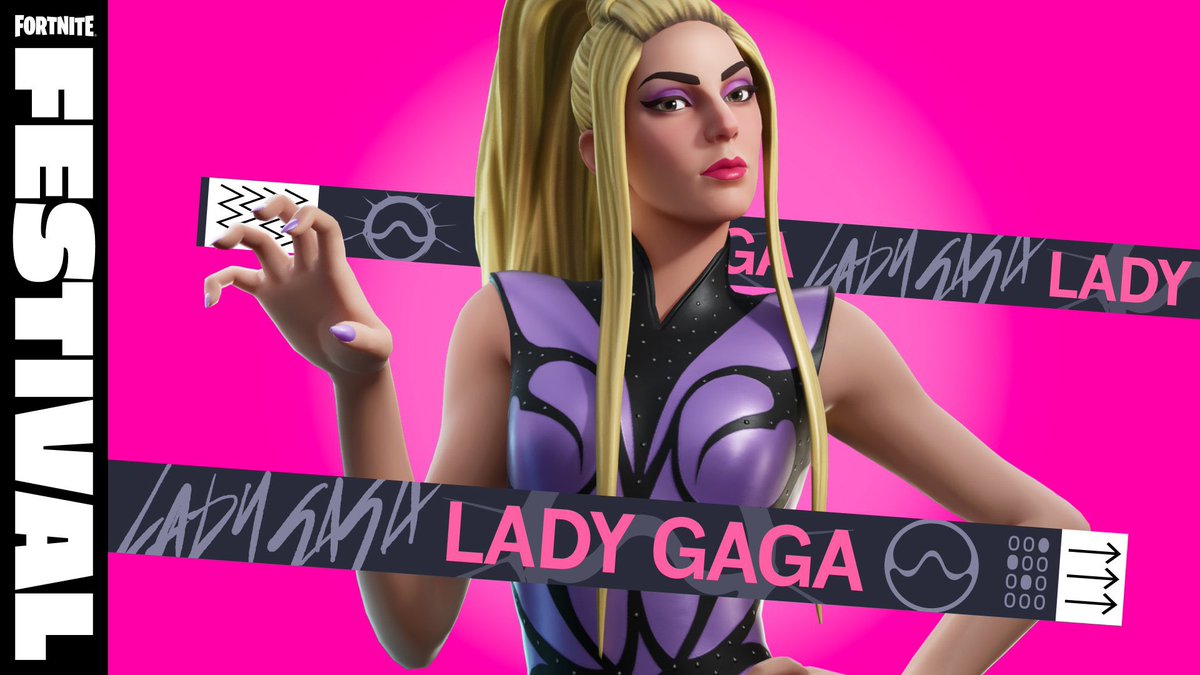 PopBase's tweet photo. Lady Gaga’s official Fortnite skin and ‘Fortnite Festival’ battle pass have been unveiled. https://t.co/r44dHIm9mO
