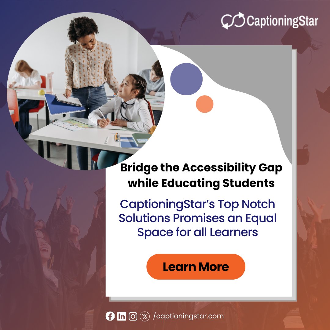 captioningstar's tweet photo. As educators strive to create an environment that caters to diverse learning styles and needs, leveraging cutting-edge services has become essential.
Read the blog to learn more, click here: https://t.co/ZnjBuzEoAr
#educators #education #esl #learning #students #accessibility https://t.co/Vy7e3glTlP