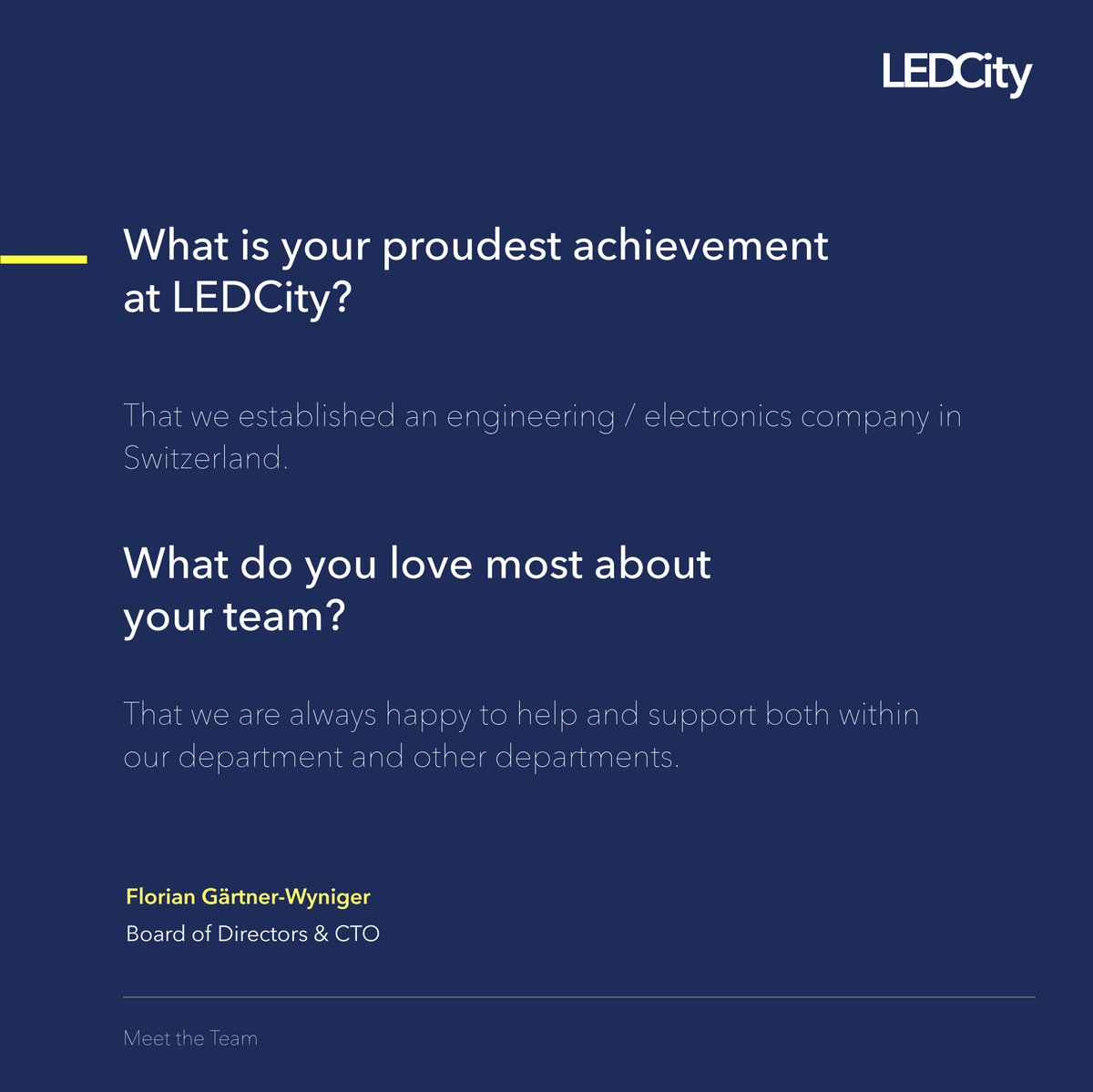 LEDCity AG (@ledcity_io) on Twitter photo In 2017, Florian received a message from his friend Patrik, asking for help on a project related to intelligent lighting. This marked the beginning of his exciting journey as the Chief Technology Officer of LEDCity AG. Meet the rest of our team: ledcity.io/unternehmen/ In 2017, Florian received a message from his friend Patrik, asking for help on a project related to intelligent lighting. This marked the beginning of his exciting journey as the Chief Technology Officer of LEDCity AG. Meet the rest of our team: ledcity.io/unternehmen/
