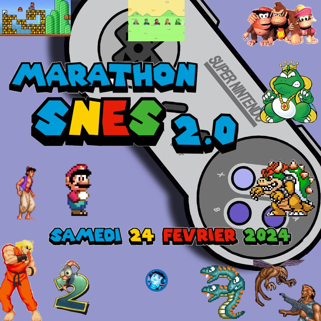 Marathon Super Nintendo 2.0 (12 jeux) ce samedi soir 21:30! (3:30 dimanche matin pour l'Europe)
Il y aura des tirages de clés steam et + à chaque 2 jeux terminés!