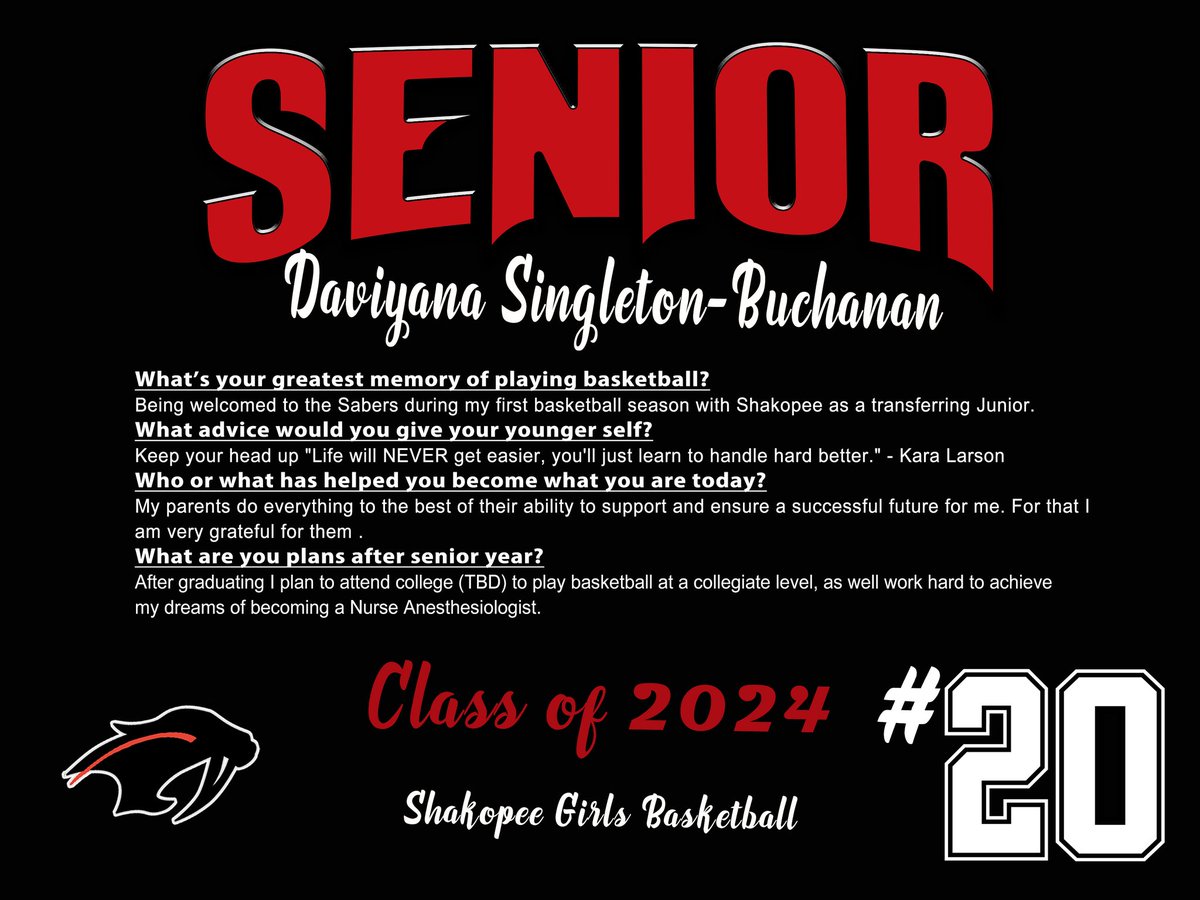 Senior Week celebration continues! Today's first Senior recognition is @DaviyanaSB!!