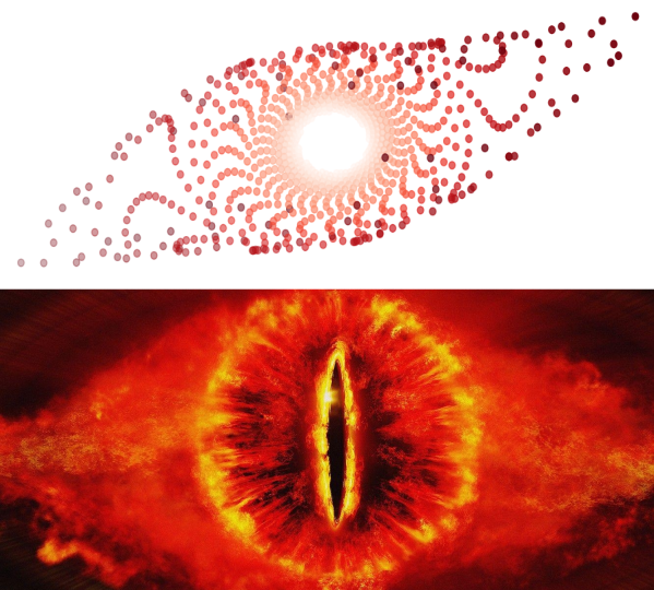 the_chaotician's tweet photo. Hmm. My simulations seem to be attracting strange attention. Time to take that ring off I guess #chaos #eyeEyeCaptain #accidentalSauron https://t.co/niELdrUDZn
