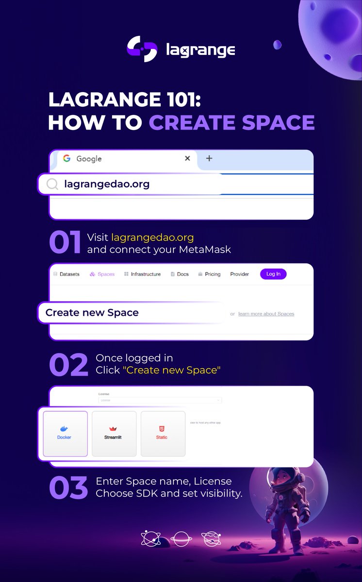 lagrangedao's tweet image. 🌟Space is a powerful yet user-friendly platform that enables users to build dApps with seamless access to the Lagrange ecosystem.

👇Here&apos;s an image to show you how to create your own Space in a simple way.

#Decentralized #DAO #web3 #blockchain #dApps