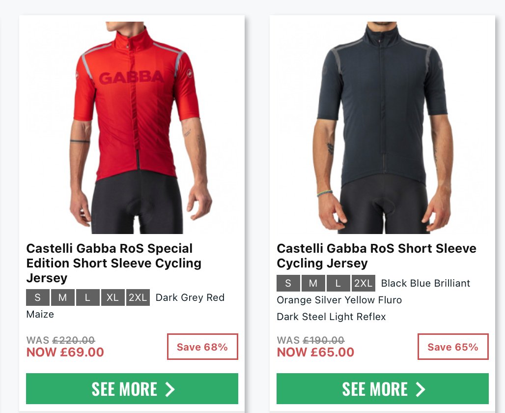 Seen big deals on Castelli high end clothing today, including a whopping 65% off Gabba RoS, perfectly timed for upcoming spring training rides >> bikesy.co.uk/dailydeals/