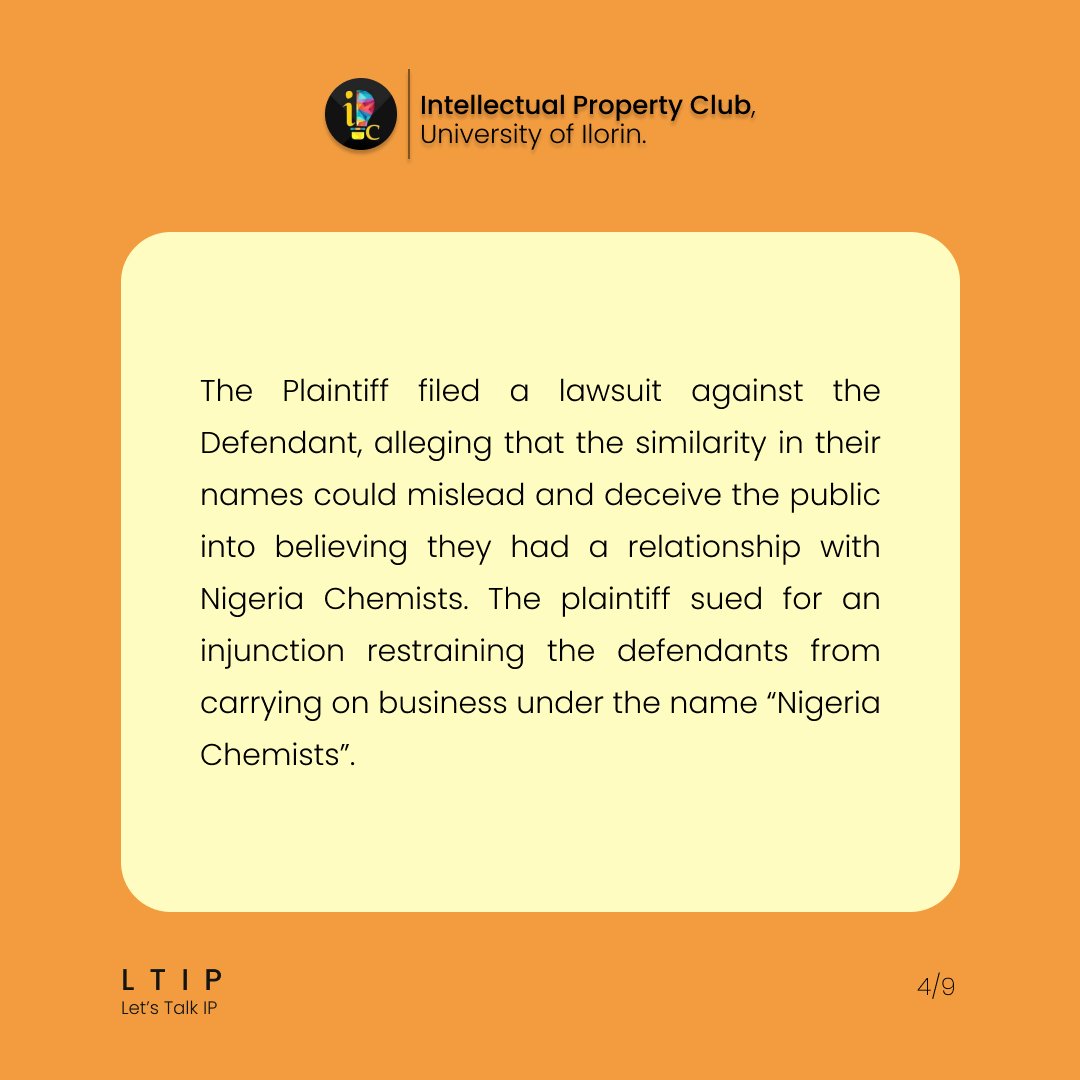 IPCunilorin's tweet photo. No one has the right to represent his goods as being the goods of another person. 

In this LTIP, we delve into the concept of Passing off, taking a look at the case of Niger Chemists Ltd V Nigeria Chemists.

Have a wonderful read!

#LTIP
#IPCUnilorin https://t.co/yWgKmMA98e