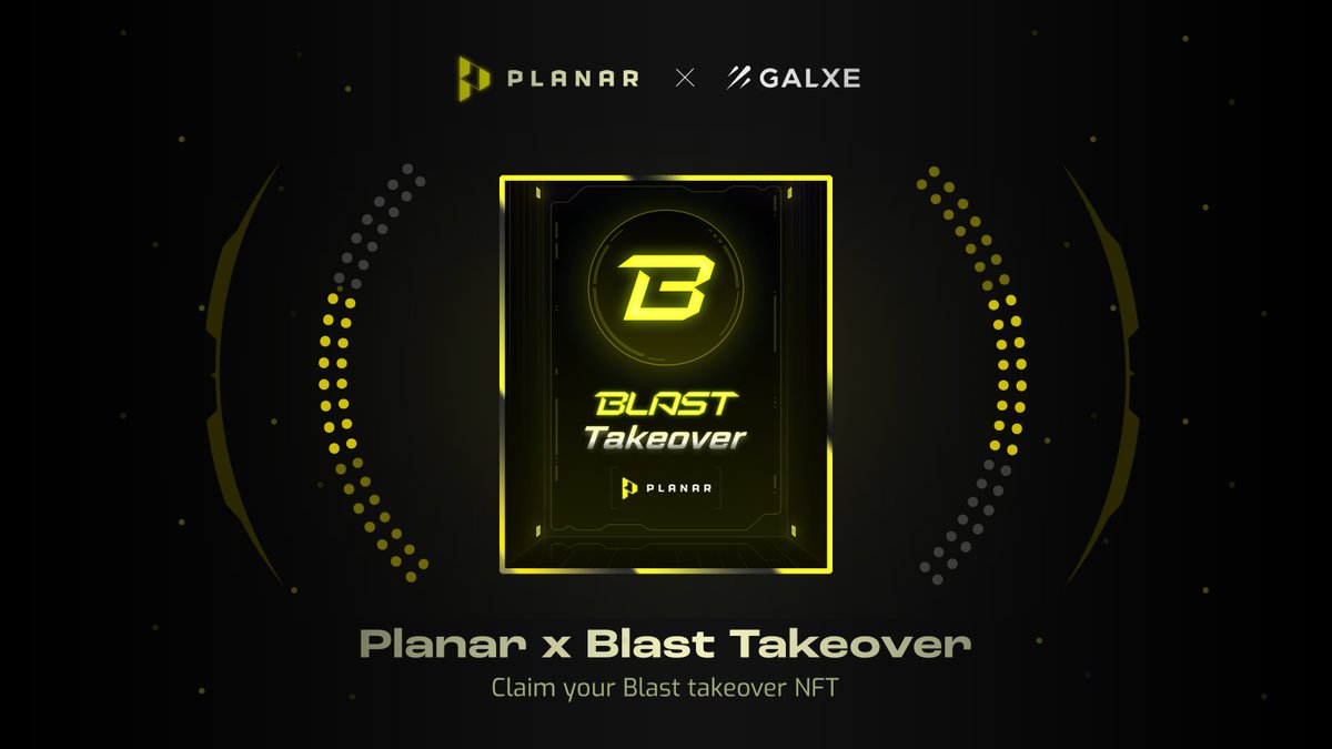 We are excited to share that Planar Finance is now on <a href="/Galxe/">Galxe</a>'s official @Blast_L2 campaign, Blast Takeover. 

Join the Blast Takeover Campaign now:
galxe.com/icutWvYvqWC5QE…

Use our testnet app to earn special NFTs and become eligible for future perks!😉