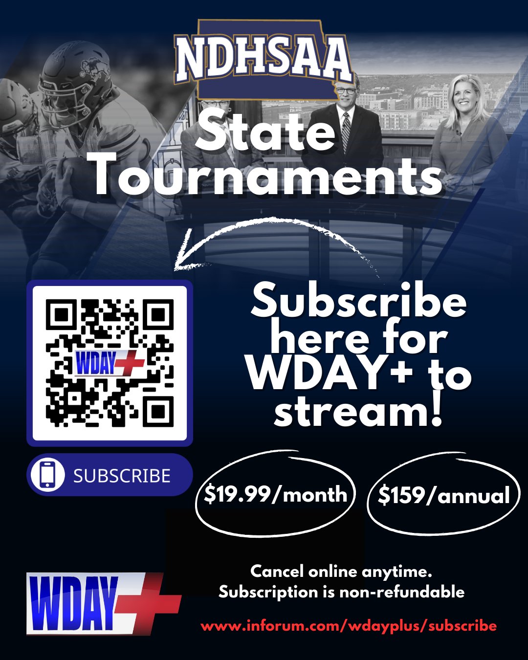 InForum on X NDHSAA State Hockey kicks off Thursday Feb. 22 with girls and boys quarterfinals See all the action and cheer on your team with WDAY Download the app and watch