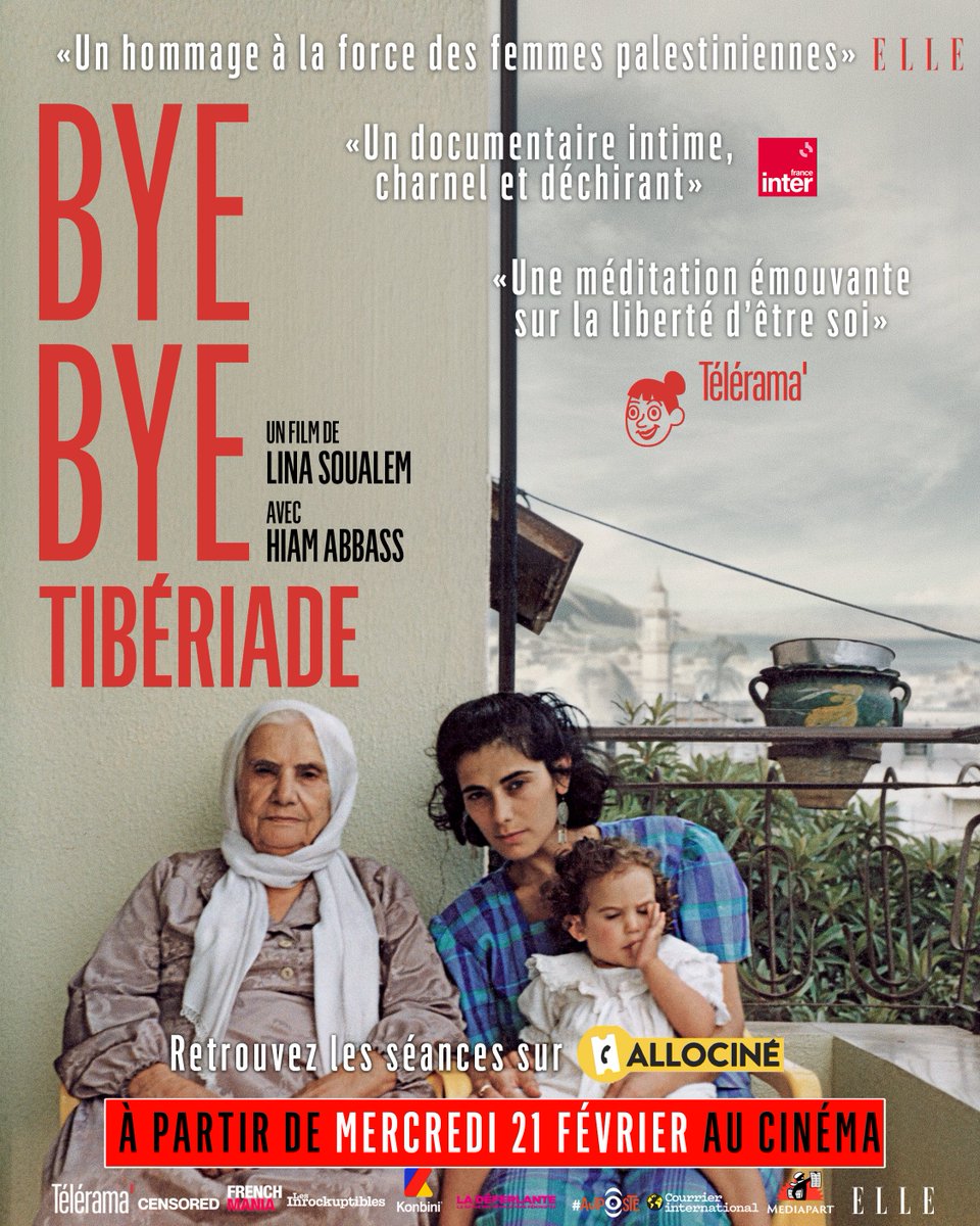 L’actrice Hiam Abbass raconte à sa fille, la réalisatrice Lina Soualem, l’histoire de son exil de Palestine. 'Bye Bye Tibériade', le documentaire de Lina Soualem, sort en salles aujourd'hui ➡️ bit.ly/ByeByeTiberiad…