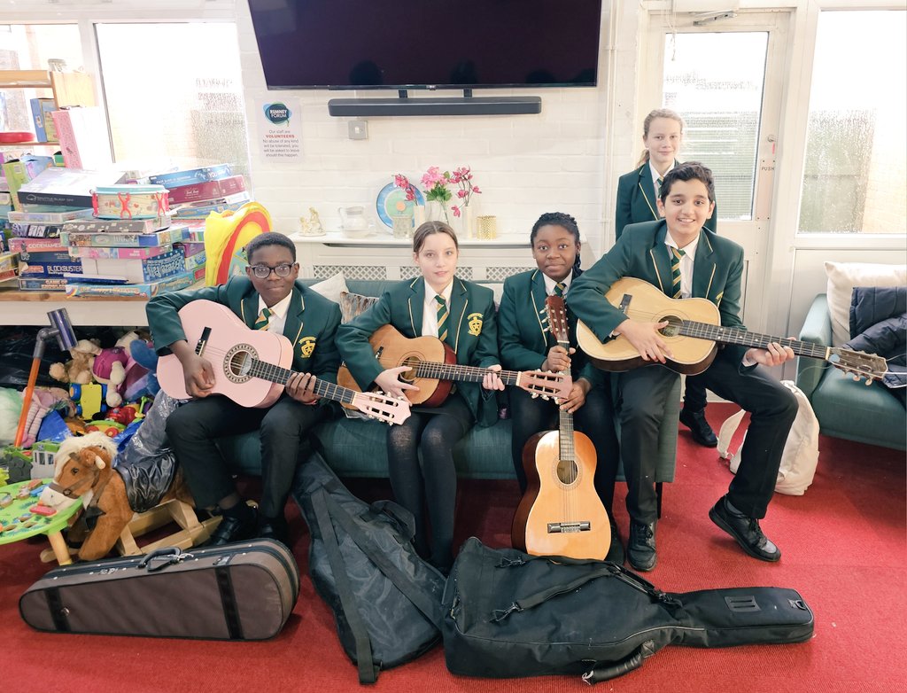 Members of our Y7 Chaplaincy Team had a great time volunteering at <a href="/rumneyforum/">Rumney Forum</a> today. We managed to organise some of the school uniform section, making it is easier to shop for the local community. Thank you so much for the donation of 🎸  🎻 to our <a href="/StIlltydsMusic/">St Illtyd's Music</a> department!