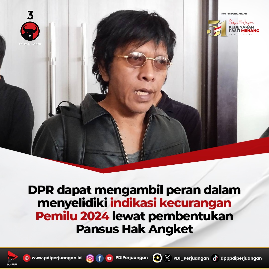 Politikus PDI Perjuangan, Adian Napitupulu mengatakan pengajuan hak angket di DPR RI merupakan solusi untuk mengungkap berbagai kecurangan yang terjadi pada Pemilu 2024. Menurutnya, rakyat saat ini tidak lagi mempercayai lembaga negara, seperti Komisi Pemilihan Umum (KPU) dan