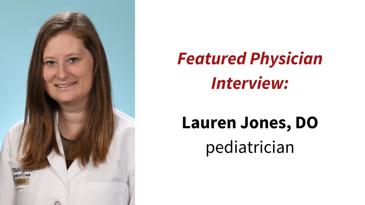 Lauren Jones, DO, is a pediatrician at Fenton Pediatrics. “I love the special relationships I get to build in pediatrics – not only with my patients, but also with their parents.” Meet Dr. Jones: physicians.wustl.edu/items/lauren-j… #STLPediatrician #FentonPediatrics #WashUPhysicians