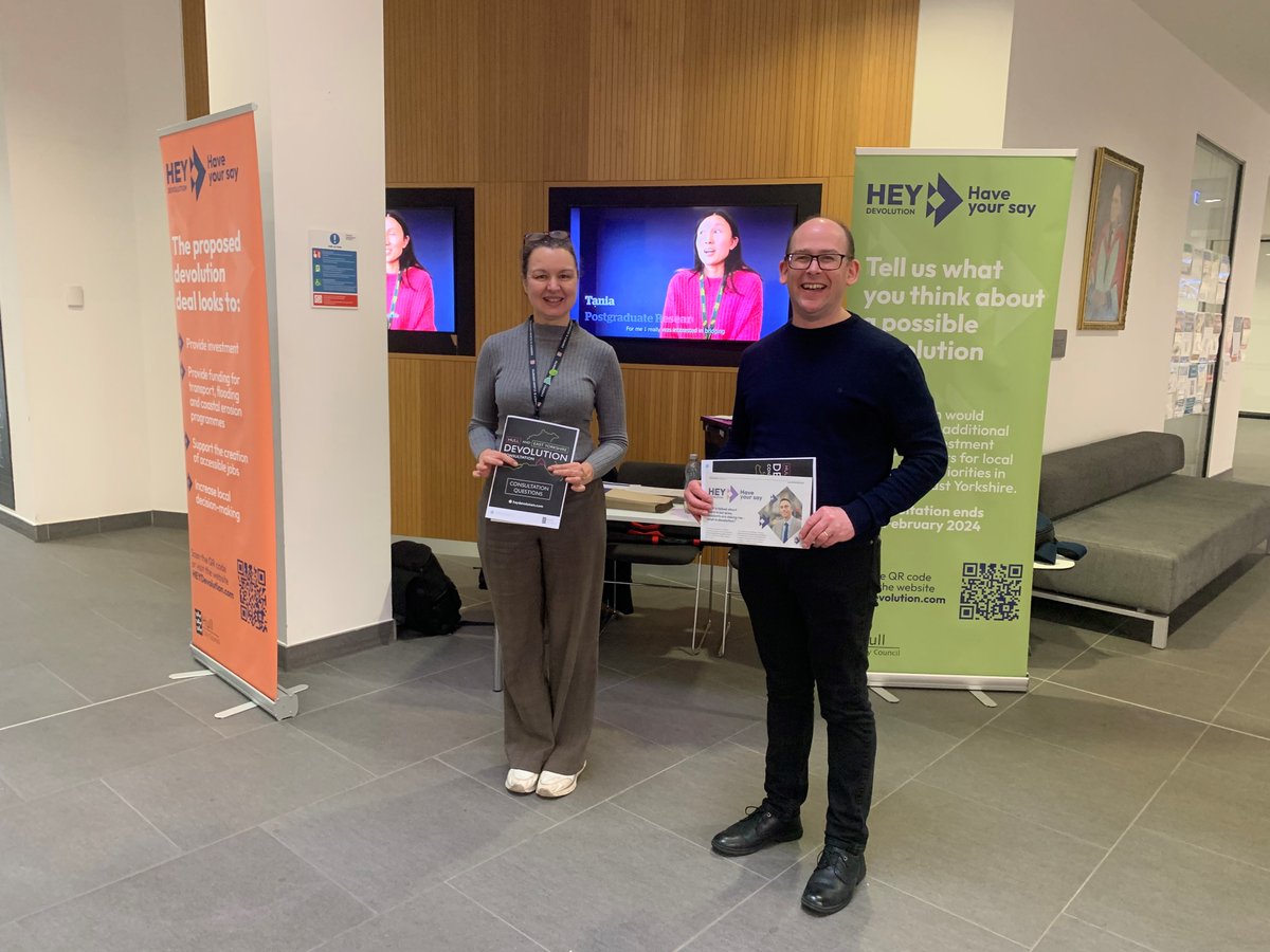 Happening now in the library until 4pm: find out more about the devolution deal and what it might mean for Hull and the wider region, including potential impacts on investment and education.