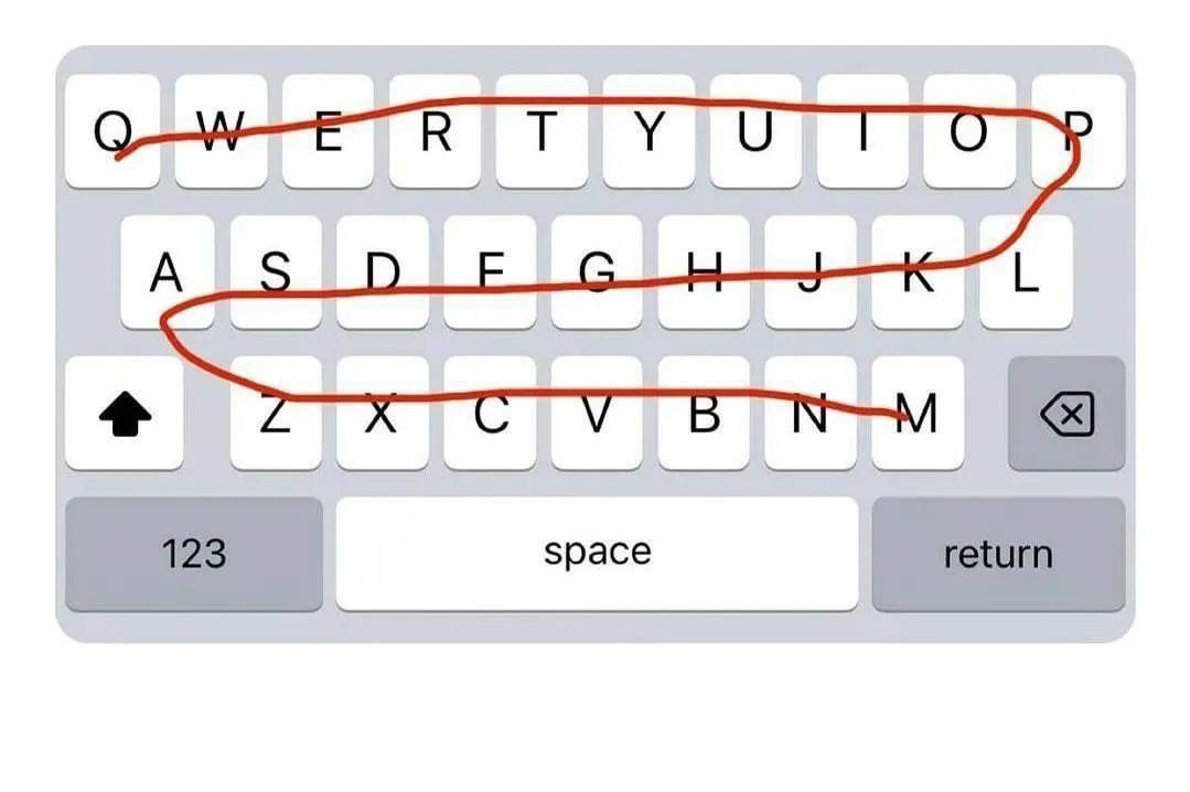 swipe your finger Q to M 
What word did you get??