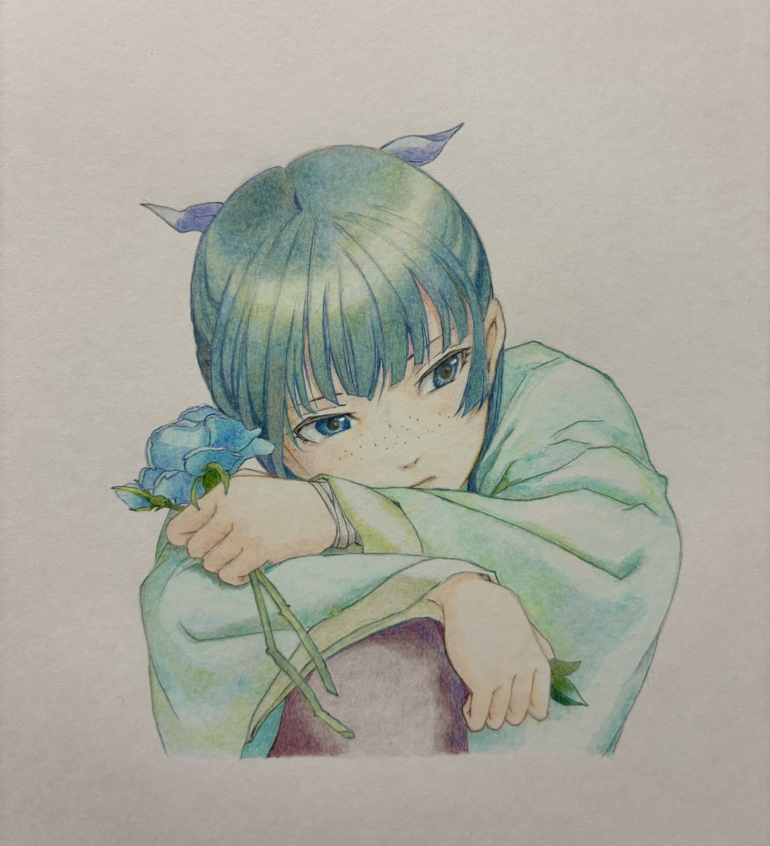 「色鉛筆で 猫猫 描いてみた#模写 #薬屋のひとりごと  #猫猫 」|icoのイラスト