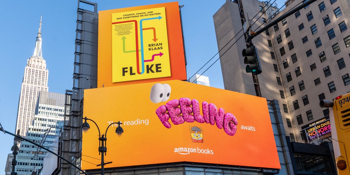 Thrilled that @brianklaas's #Fluke is on the @amazonbooks billboard in NYC! Check out his new book here: spr.ly/6010njB20  #thatreadingfeelingawaits