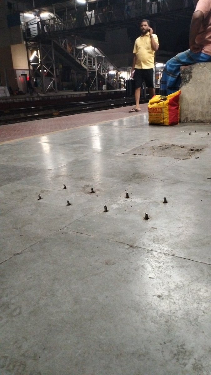 rameshs041's tweet photo. @indianrail @RailMinIndia @GMSRailway Pic taken at Tiruppur railway station, where many people are using this platform regularly and stumbled with the protruding bolts in platform 2 near pole no 442/17.  Please rectify it as soon as possible. Thank you! https://t.co/Va8WRrUXV6