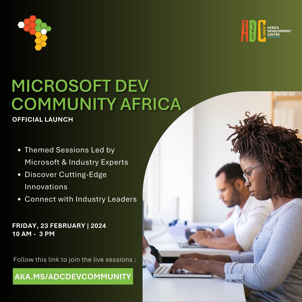 This Friday, we're launching #MicrosoftDevCommunityAfrica 🎉

Be the first to delve into cutting-edge innovations and connect directly with Microsoft engineers and industry experts.

Follow the link below to join the live sessions:

🔗 msft.it/6017cMRRz