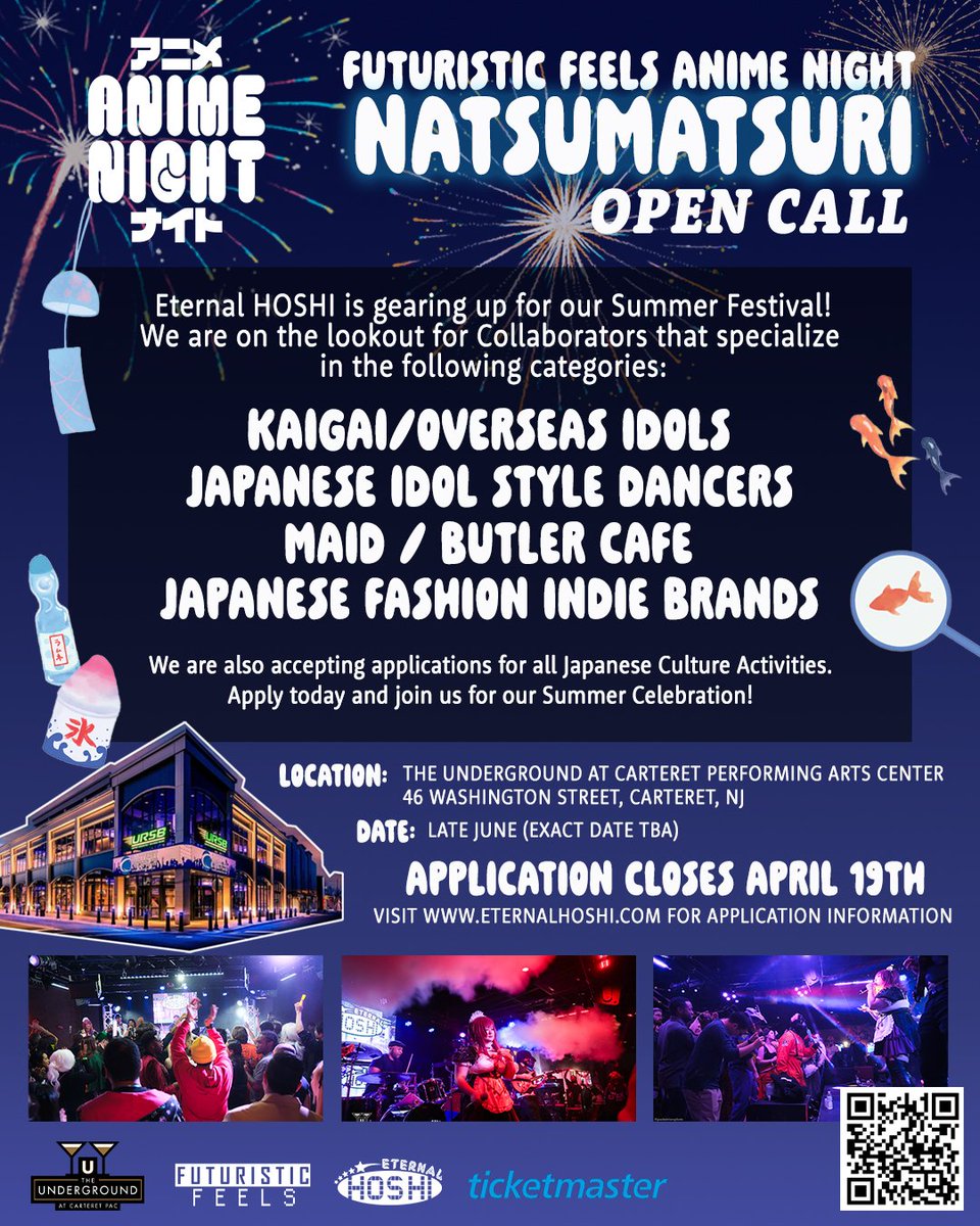 🎆Open Talent Call

Eternal HOSHI is on the lookout for Talented Collaborators for our Summer Event - Anime Night: Natsu Matsuri!  And we want YOU to be a part of the show! ✨️

Apply in the link in🧵

🍧APPLICATION CLOSES APRIL 19TH

#kaigaiidol #overseasidol