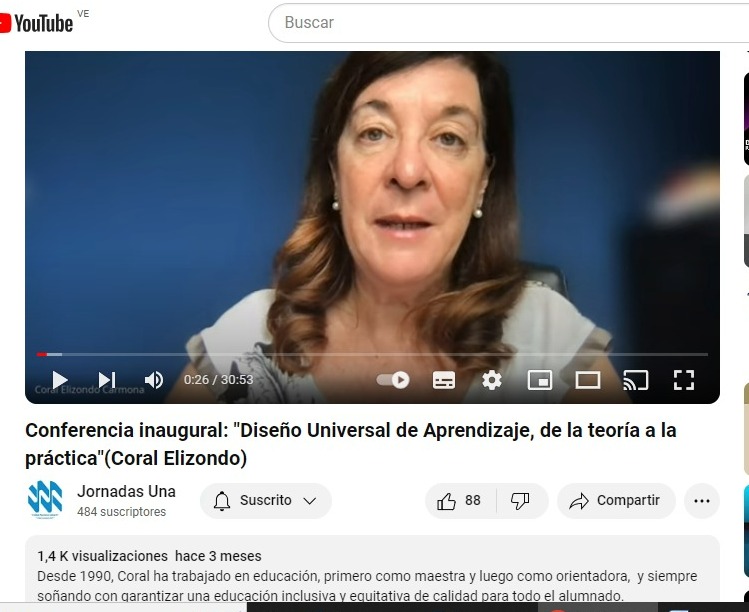 La conferencia de nuestra invitada internacional Coral Elizondo <a href="/coralelizondo/">Coral Elizondo</a> ya tiene 1,4K de visualizaciones. 
Si te interesa el tema de #inclusión y el Diseño Universal de Aprendizaje #DUA no te la puedes perder youtube.com/watch?v=iPh37y…
#educacióninclusiva