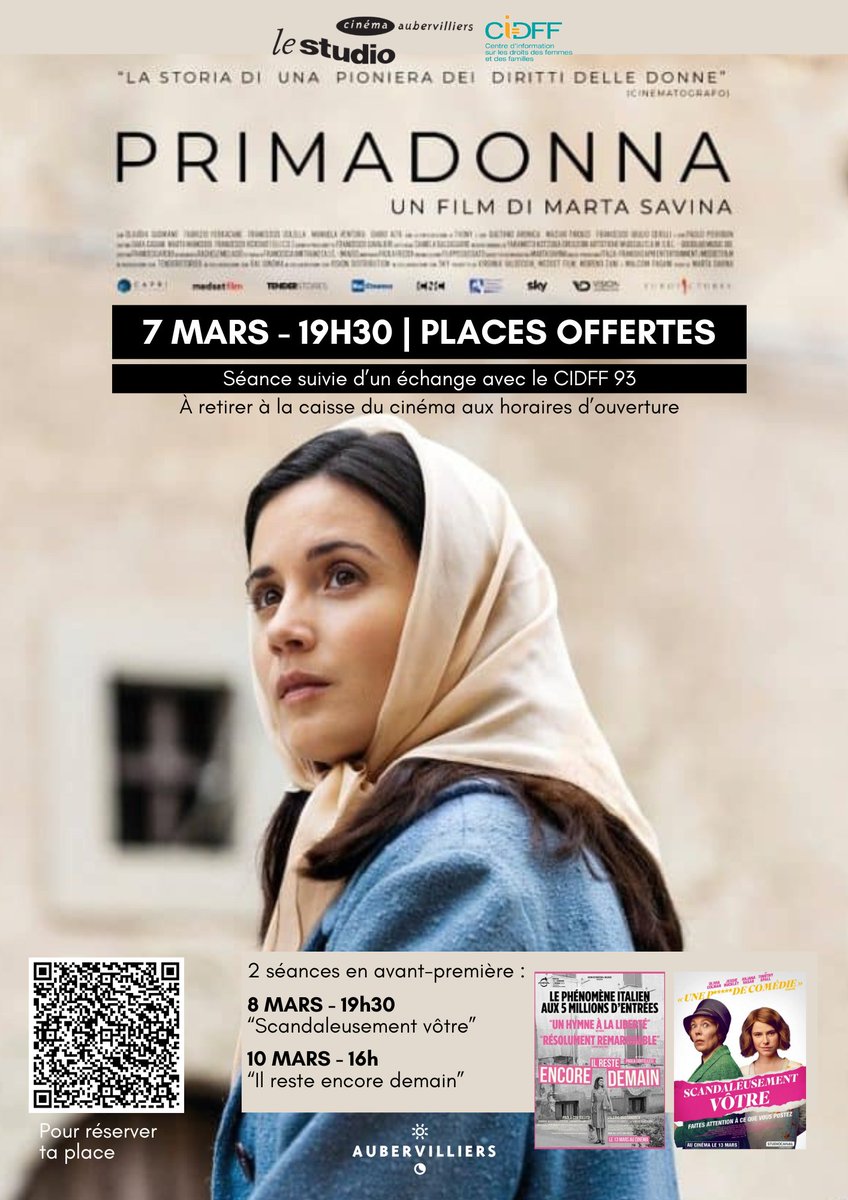 ♀️ Journée internationale des droits des femmes : séance de cinéma offerte

Rendez-vous au <a href="/cinemalestudio/">Cinéma Le Studio</a>, le 7/03 pour découvrir le film Primadonna. Séance suivie d'un échange avec la <a href="/fr_cidff_idf/">FR-CIDFF IdF</a>

➡️ my.weezevent.com/7-mars-primado…

#Aubervilliers #8mars #CinéDébat #droitsdesfemmes