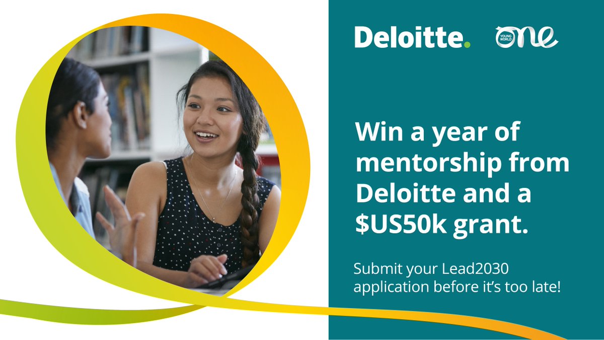 Deloitte's tweet photo. 👉 Applications are closing soon for the @OneYoungWorld #Lead2030 challenge. Deloitte is delighted to be supporting #SDG4 Quality Education, and #SDG13 Climate Action! Don’t miss out: https://t.co/mICwTbC5qX https://t.co/nQNsVWoSnj