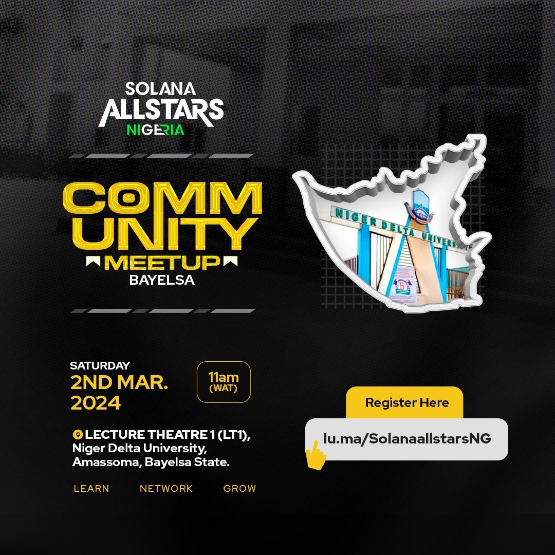 monxplore's tweet photo. Get ready to witness history in Bayelsa State with the inaugural @SolanaAllstars event! 🌟 Join us for an unforgettable day introducing students to solana. And trust us, this is just the beginning for these students! Stay tuned for more exciting announcements https://t.co/1jaMGauenJ
