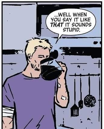 Me, talking to myself about big decisions I'm making.  Roll the dice, throw a dart at a map, life changing decisions.  #marvelgirl #Hawkeye #lightbulbmoment