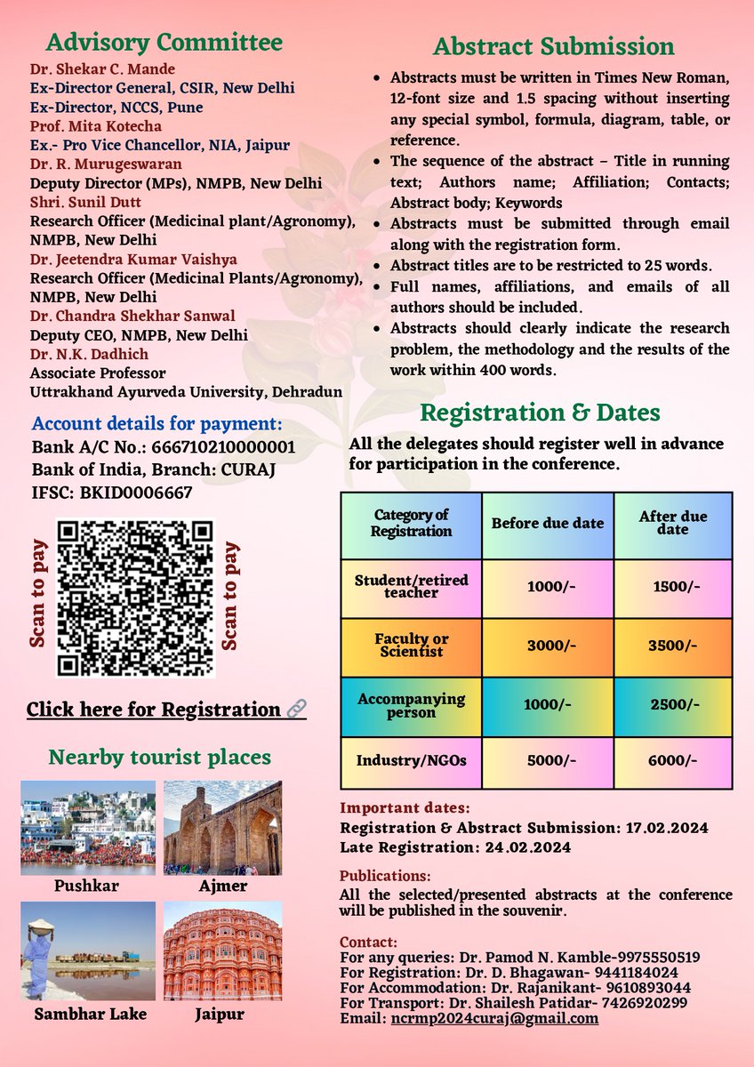 curajevs's tweet photo. Date extended for Abstract submission: 23/2/2024: Two day “National Conference on Recent advances in medicinal plants research (A special emphasis on cultivation and processing of Ashwagandha to be held from 28-29 Feb24 Department of Environmental Science, SES, CURAJ https://t.co/j20hNuWInx