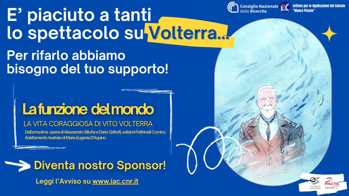 Un'occasione per chi ama la scienza e il teatro... Diventa sponsor del #cnr_iac! #volterra #scuola #scienza @CNRsocial_ @RobertoNatali13 @PACTAdeiTEATRI @symmaceo @ComicsScience iac.cnr.it/avviso-pubblic…