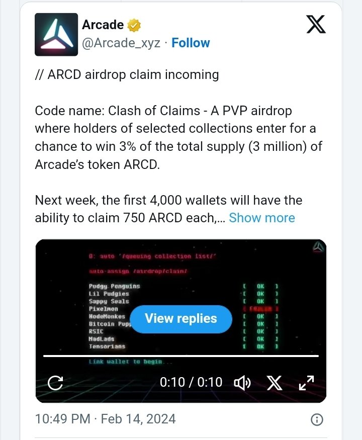 Soheil_SBabaei's tweet photo. #Arcade, the #Ethereum-based #DeFi protocol for #NFT_lending, will launch the next #airdrop of its native #ARCD token #nextWeek, the company has announced. 

#NFT #NFTs https://t.co/WD4AoAsmtu