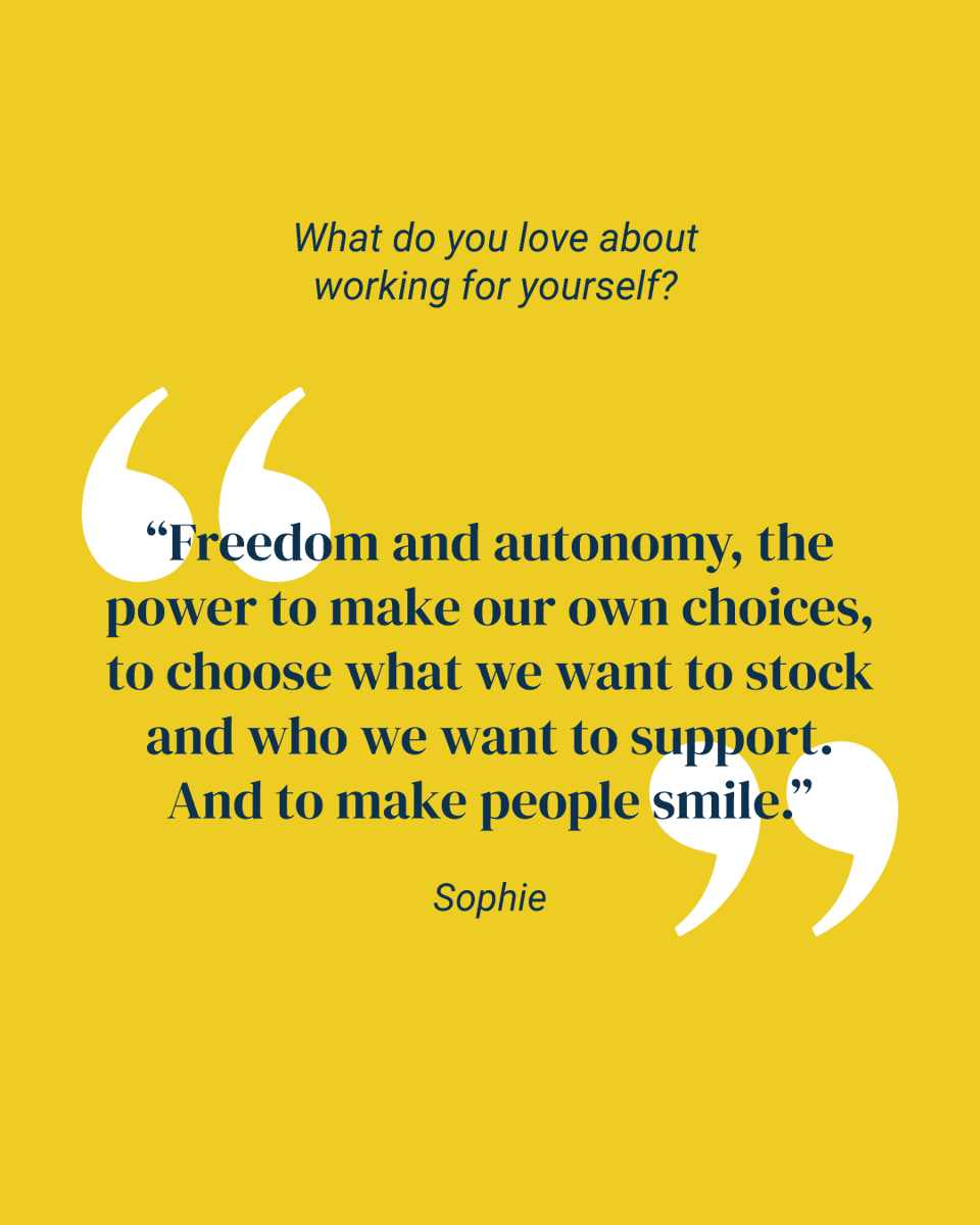 Sophie, co-owner of Inspired, explains what she loves about working for herself:

“Freedom  and autonomy, the power to make our own choices, to choose what we want  to stock and who we want to support. And to make people smile.”

#independent #smallbusiness #businessowner
