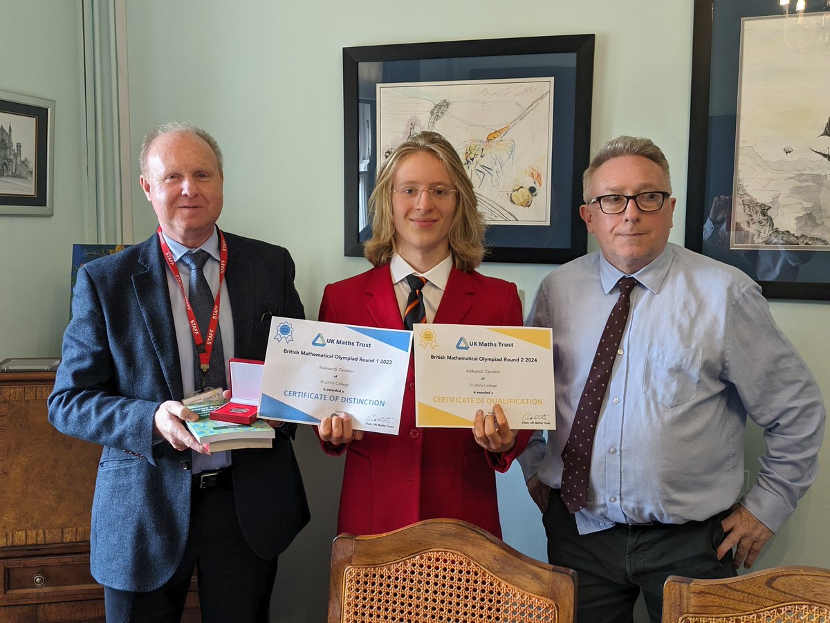 SJC_Seniors's tweet photo. Congratulations to Alex Z, #SJCR16, who has achieved 120/125 in the UKMT Challenge, along with 47/60 in the British Mathematics Olympiad, the highest ranking in Wales.
#SJCSeniors #SJCMathematics #SJCExcellence https://t.co/Q1u9oXWMLM