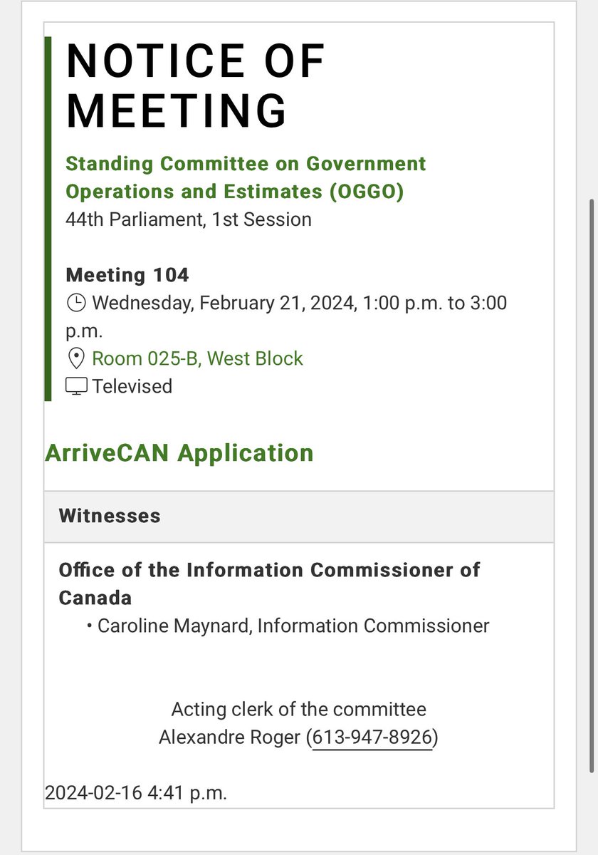 ArriveScam Investigation Continues

Two important committee meetings today:

1️⃣ Trudeau’s Department of Contracts and Consultants testify on ArriveScam investigation at PACP committee at 10 am.

2️⃣ Canada’s Information Commissioner will be testifying at OGGO at 1 pm.

Stay tuned!