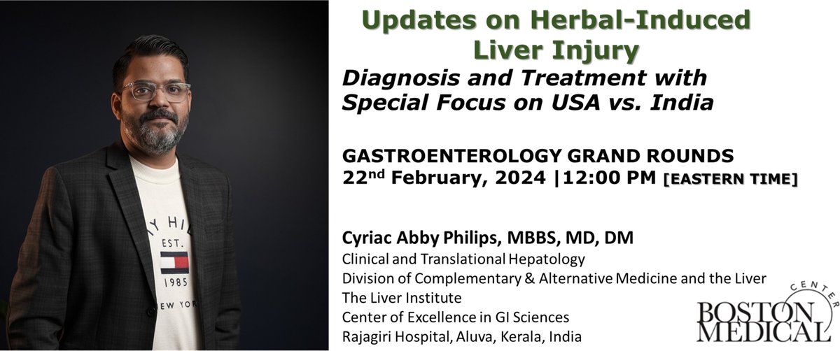 TheLiverDoc (@theliverdr) on Twitter photo I will be giving an invited lecture for the Gastroenterology Grand Rounds for fellows/students at The Boston Medical Center on the topic of herb-induced liver injury tomorrow, at 12PM Eastern Time.
Thank you <a href="/DrArpanMohanty/">Arpan Mohanty</a> for the kind invitation and
<a href="/kzhuangmd/">Kevin Huang, MD</a> for all the I will be giving an invited lecture for the Gastroenterology Grand Rounds for fellows/students at The Boston Medical Center on the topic of herb-induced liver injury tomorrow, at 12PM Eastern Time.
Thank you <a href="/DrArpanMohanty/">Arpan Mohanty</a> for the kind invitation and
<a href="/kzhuangmd/">Kevin Huang, MD</a> for all the