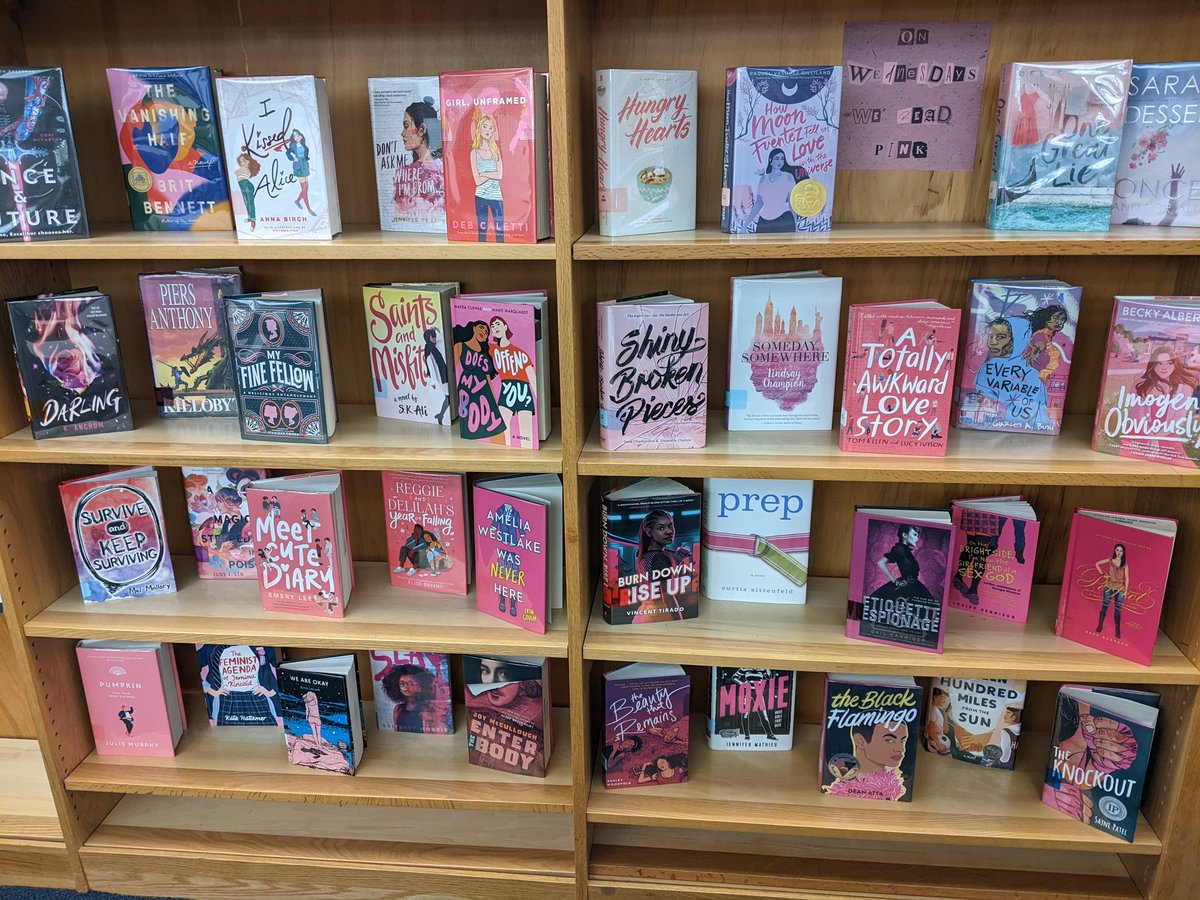 BCohenPA's tweet photo. On Wednesdays we read pink! 
Break a leg, cast and crew of Mean Girls 💗
#shlibrarylife https://t.co/cXN2aHsY8c