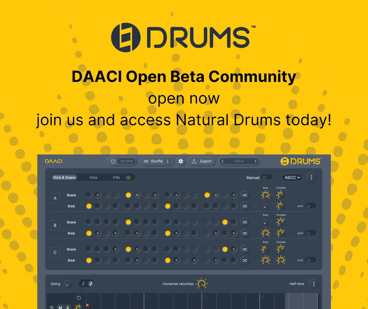 Big day at DAACI! The DAACI Open Beta Community is here! Do you want to help shape the future of music AI tools? Join the band! Have your say in how music and AI can work for you and be part of the next generation of music tech.