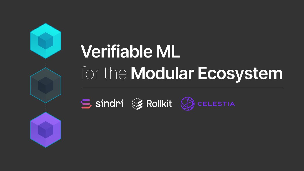 SindriLabs's tweet photo. 1/
Sindri with @CelestiaOrg underneath ✨

Verifiable machine learning is now universally accessible and developer friendly

Rollups with high throughput modular DA means proof verification is economical for both developers and users https://t.co/YmINYN58lK
