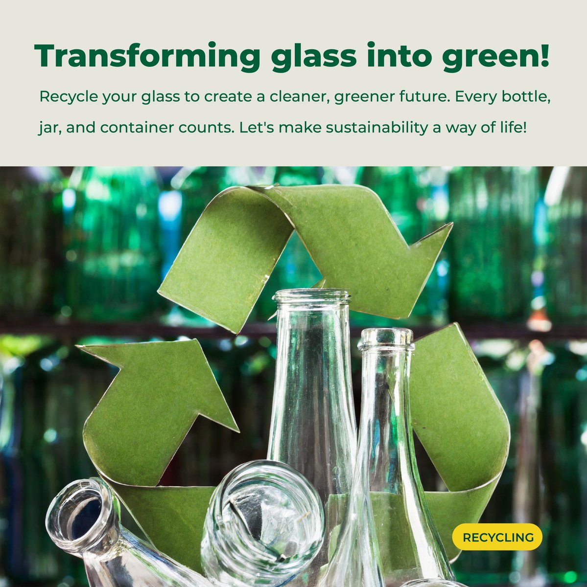 Small actions, like recycling a bottle, add up to make a big impact on our environment. Let’s work together for a cleaner, brighter future! 💚✨ #GlassRecycling #SustainableLiving #GreenChoices