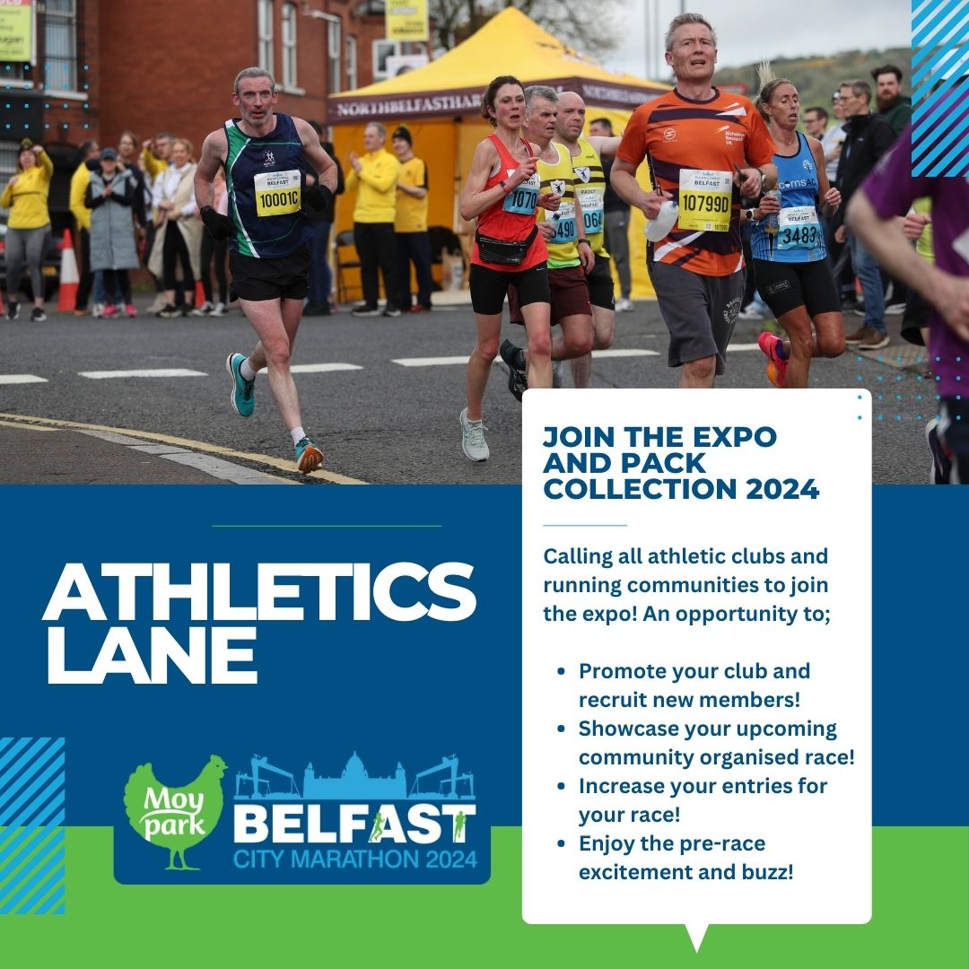 We are calling all athletic clubs, running clubs and community organised races to join us at the Moy Park Belfast City Marathon Expo and Pack Collection! 😎 2x2m stands are available at a special rate of just £50 for those eligible.