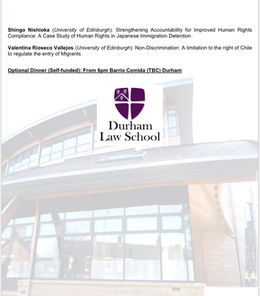 We are delighted to be hosting the annual ‘work in progress’ session of the Northern U.K. Human Rights Network (an offshoot of the AHRI network) with contributions from scholars and human rights defenders across the north (broadly construed…) and beyond! @DurhamLawSchool