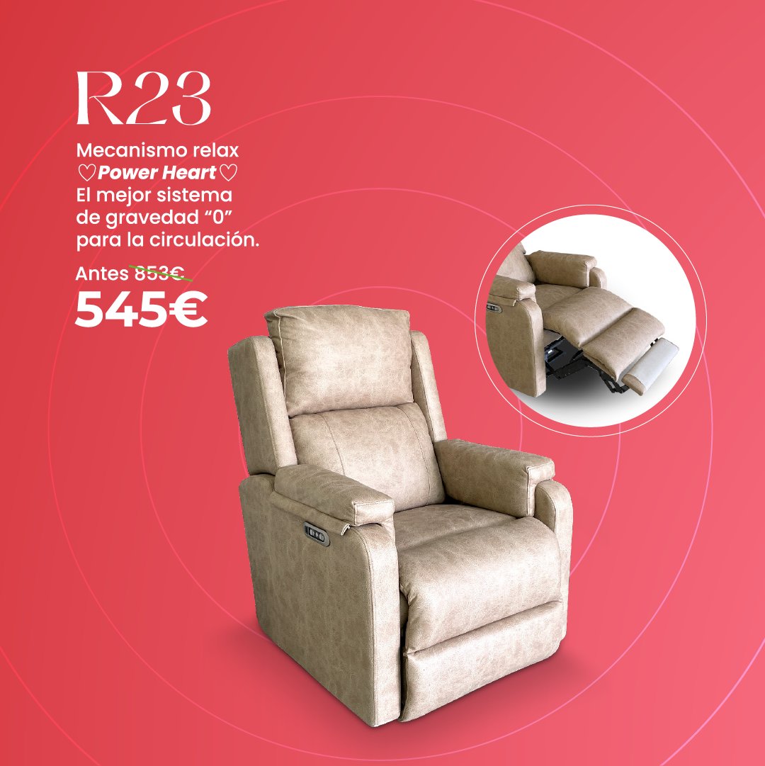 OKSofas_es's tweet image. Modelo R23, butaca con relax eléctrico y sistema Power Heart, el mejor sistema gravedad "0".
Por tan solo 545€.

¡Aprovéchate de estas rebajas!
tu tienda más cercana aquí oksofas.es/buscador-de-ti…

#EstoyOK #rebajas