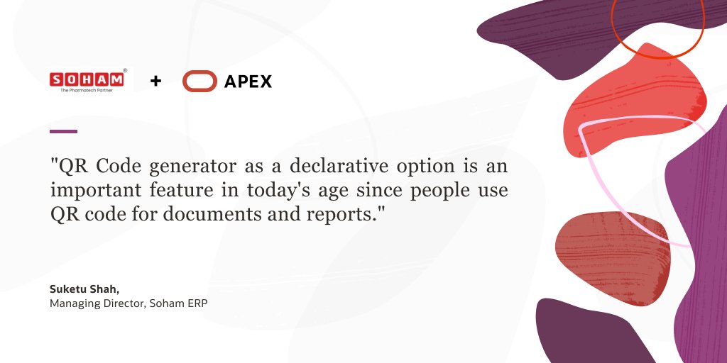 OracleAPEX's tweet photo. Suketu Shah opines that the QR Code Generator is a great addition to APEX 23.2.
📽️ Watch Now: https://t.co/Po7pKMmIj6
📖 Read the Blog: https://t.co/QWZikvFxTT
#orclAPEX #LowCode #OracleCloud #latest #apex232 https://t.co/K2GeKrop1k