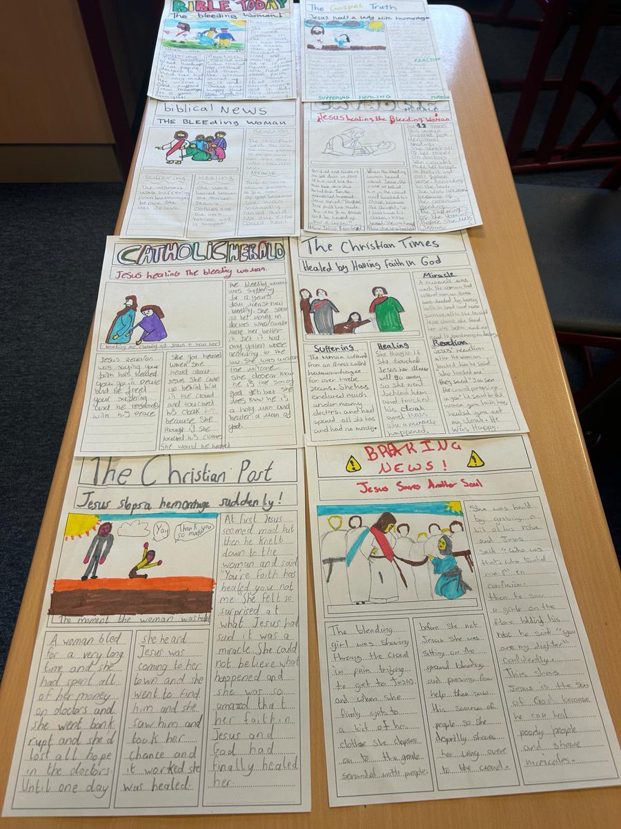 Class 1C showing amazing work on Jesus’ miracles! Well Done! 🥳