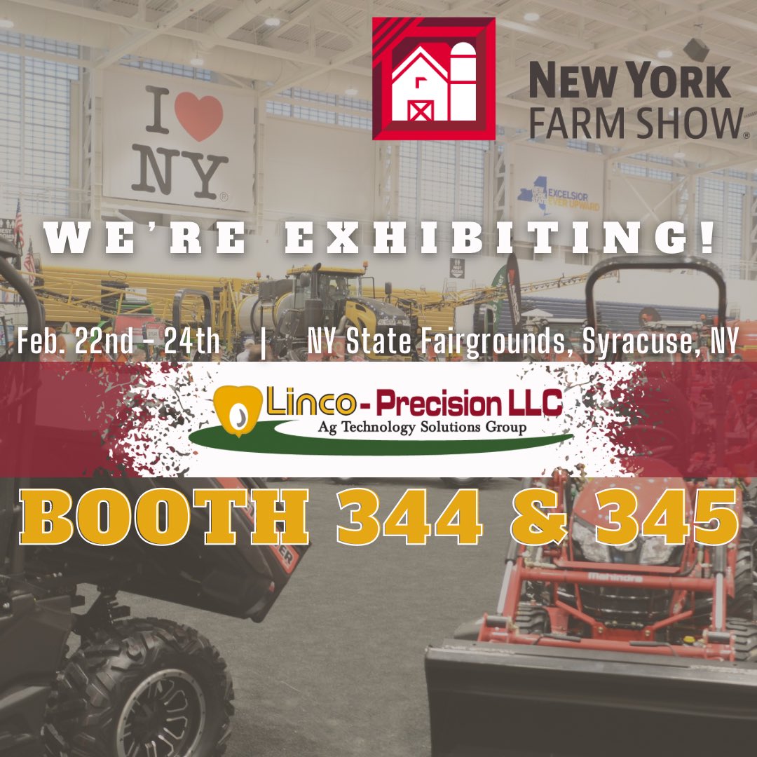 LincoPrecision's tweet photo. We will be at the NY state fairgrounds in Syracuse this week for the New York Farm Show! Stop by our booth on Feb. 22-24!
#AgTech #ny #lincoprecision https://t.co/7kWut0aq0k
