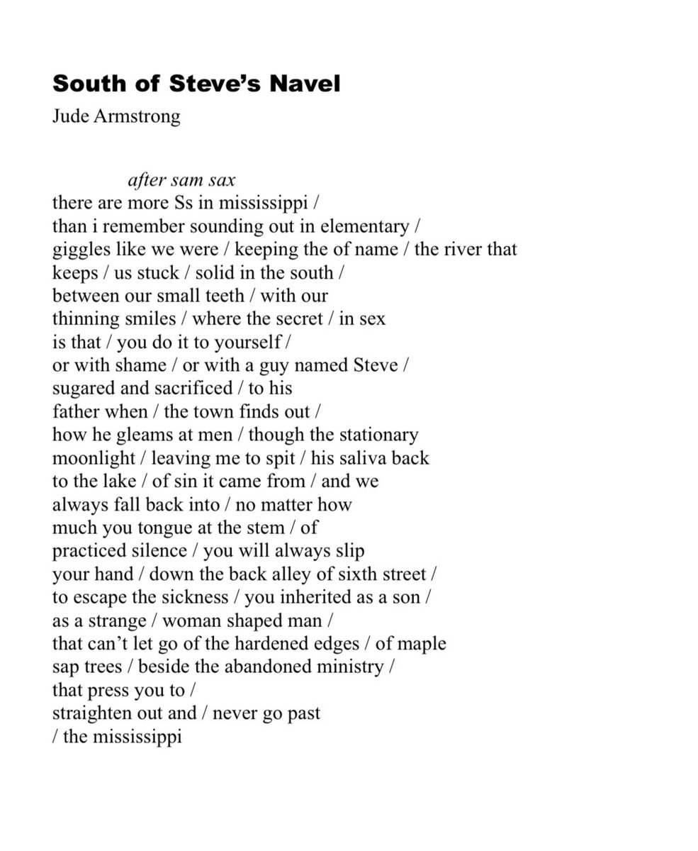 jude armstrong (@judexarmstrong) on Twitter photo poem about growing up queer in the south. now out with <a href="/godscrueljokeLP/">God's Cruel Joke literary magazine</a> poem about growing up queer in the south. now out with <a href="/godscrueljokeLP/">God's Cruel Joke literary magazine</a>