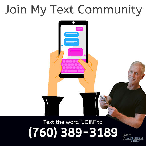 I'm building my community and want to text you about all things Real Estate and Lending, business growth, marketing, mindset, motivation, life… anything and everything!!! I also send out exclusive stuff ONLY to those in this text community. TEXT the word JOIN to (760) 389-3189