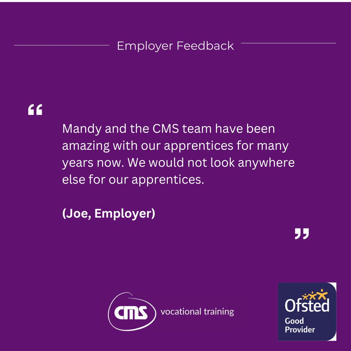 CMS's recent learner feedback shows that learners are highly satisfied with our #apprenticeships, staff support, and knowledge extension. Prepare for your #career steps with our high-quality learning experience.  #LearnerFeedback #CareerPreparation #QualityLearningExperience