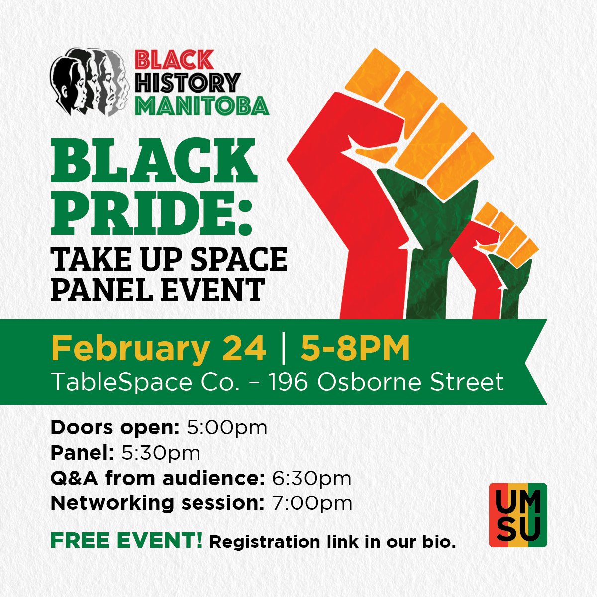 Join Black History Manitoba on Feb. 24 for this Youth-led, Youth-focused event that will feature young Black leaders sharing their experiences.

This is a free event, but registration is requested for seating/refreshment purposes: forms.office.com/r/JESTZPjWz8
