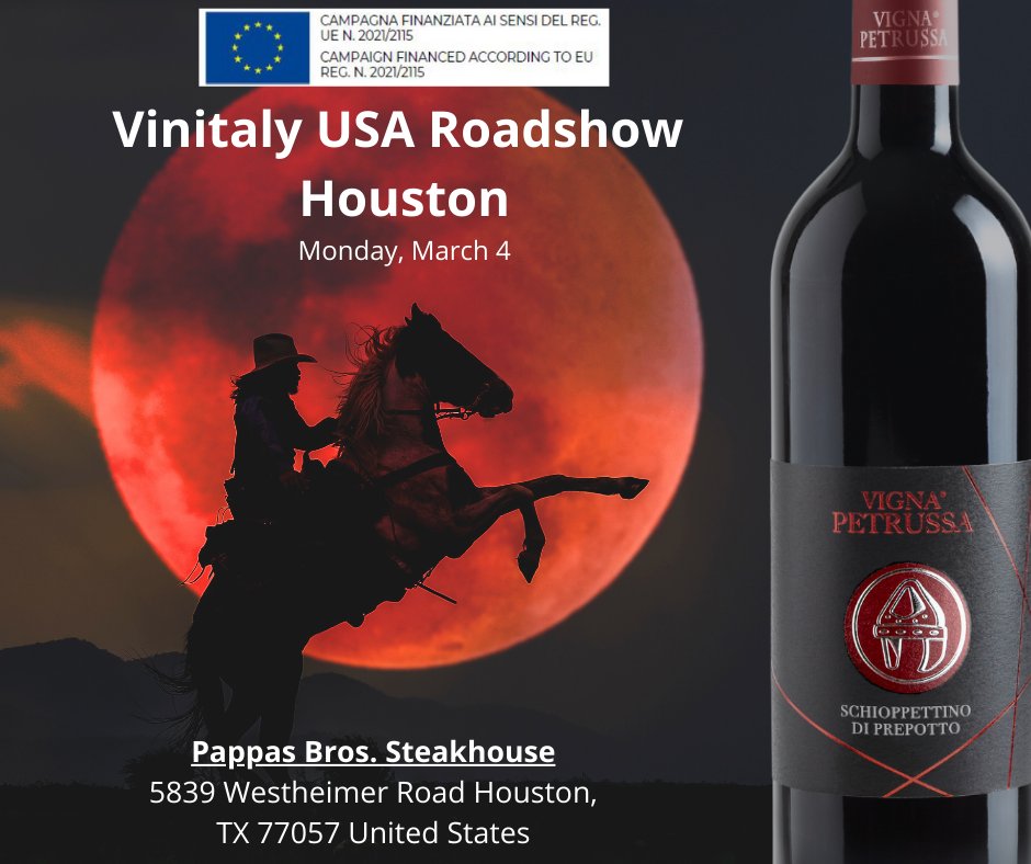 We're joining the #Vinitaly USA #Roadshow in #Houston with our wines of #Friuli, #Italy! Let's meet on March 4th, 2024 (10:30-16:00) at the Houston Galleria 5839 Westheimer Road, Houston, TX. #vignapetrussa #schioppettino @SheilaMDonohue @verovinogusto #italianwine #iandagata