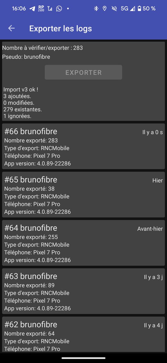 Bruno_FIBRE's tweet photo. Je participe à la cartographie radio de l’app #RNCmobile en envoyant 2394 mesures de signal. Et @enbanalytics #signalmap https://t.co/d3PfDtWCRB